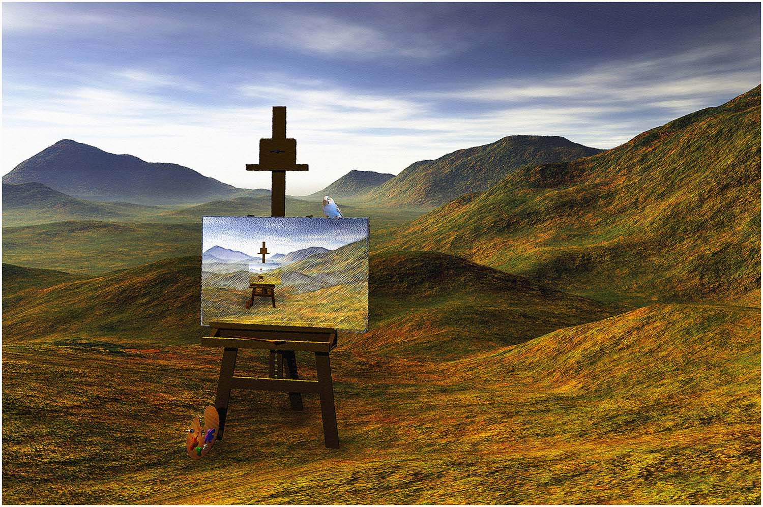 Easel - made with Carrara and photograph