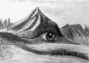 Pencil Sketch - The Mountain has an Eye